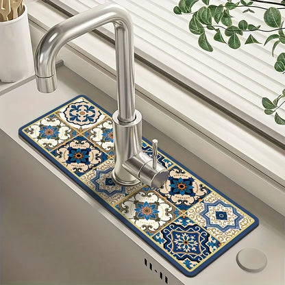 Premium Retro Pattern Faucet Splash Guard Mat