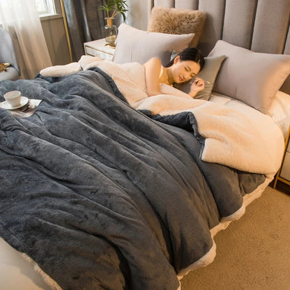 Double-Sided Wool Throw Blanket