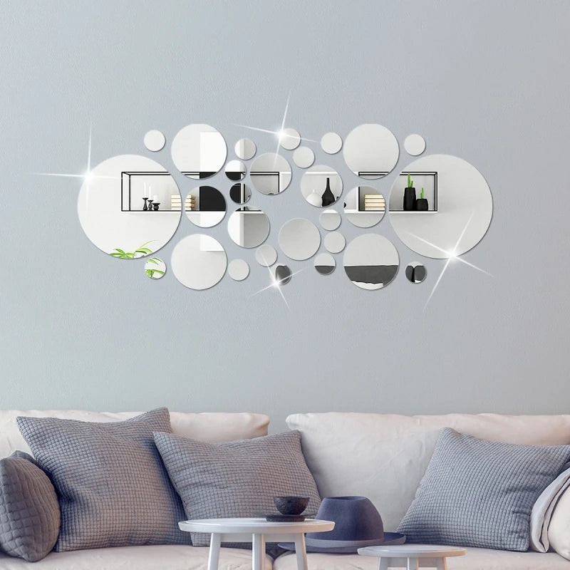26pcs Round Acrylic Mirror Stickers