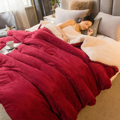 Double-Sided Wool Throw Blanket