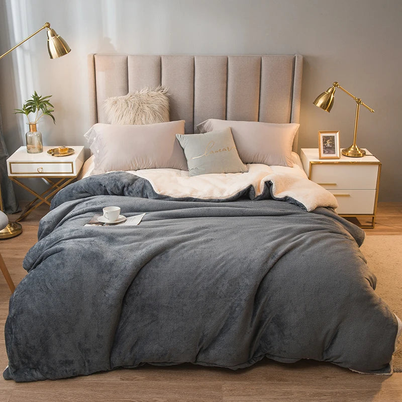 Double-Sided Wool Throw Blanket