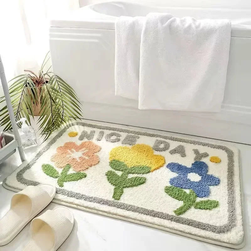 Fresh Floral Imitation Cashmere Rug