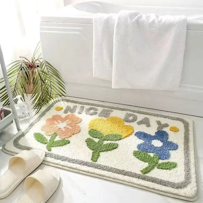 Fresh Floral Imitation Cashmere Rug