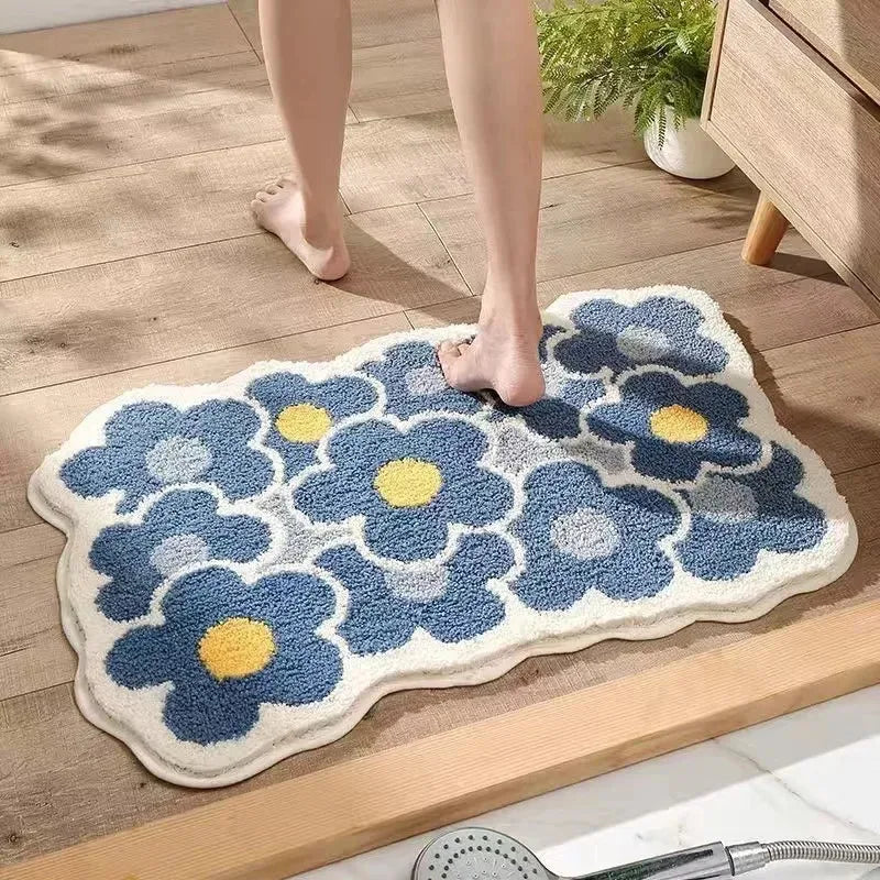 Fresh Floral Imitation Cashmere Rug