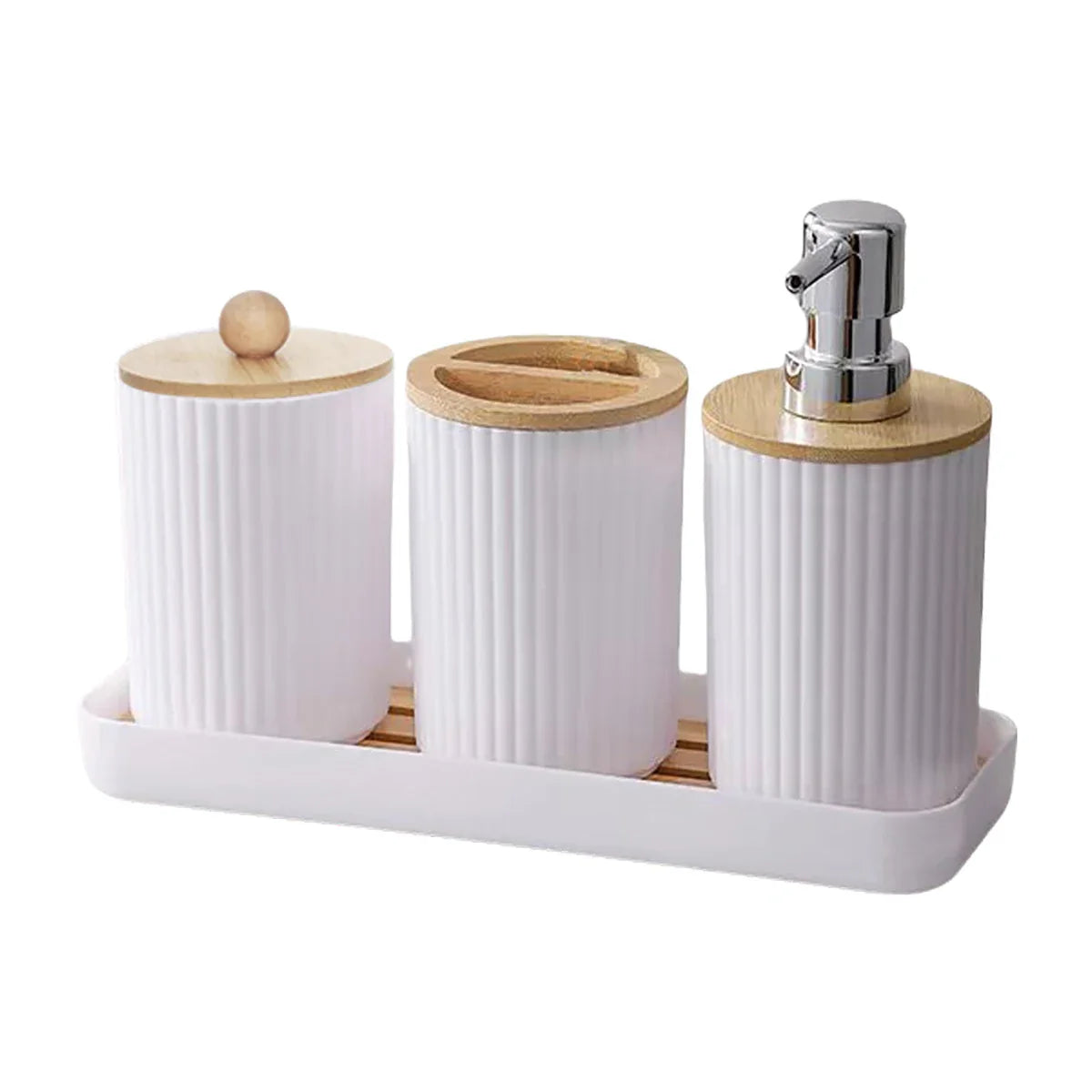 Soap Dispenser, Toothbrush Holder & Vanity Tray