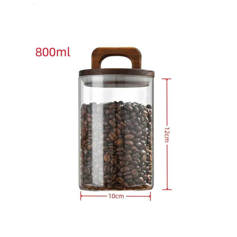 Glass Airtight Storage Jar with Wood Lid