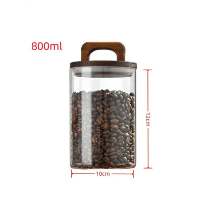 Glass Airtight Storage Jar with Wood Lid