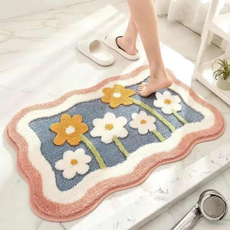 Fresh Floral Imitation Cashmere Rug