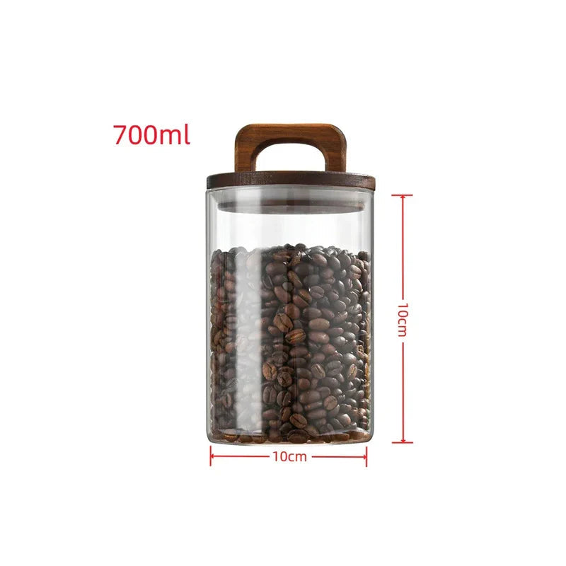 Glass Airtight Storage Jar with Wood Lid