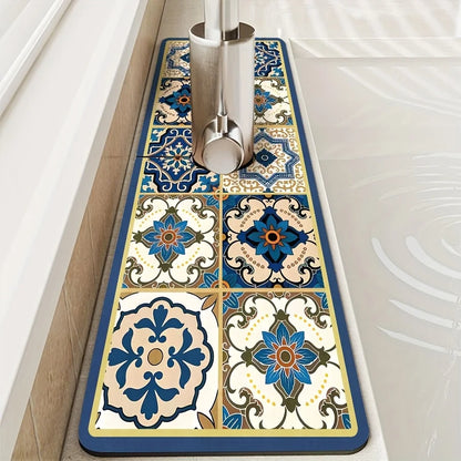 Premium Retro Pattern Faucet Splash Guard Mat