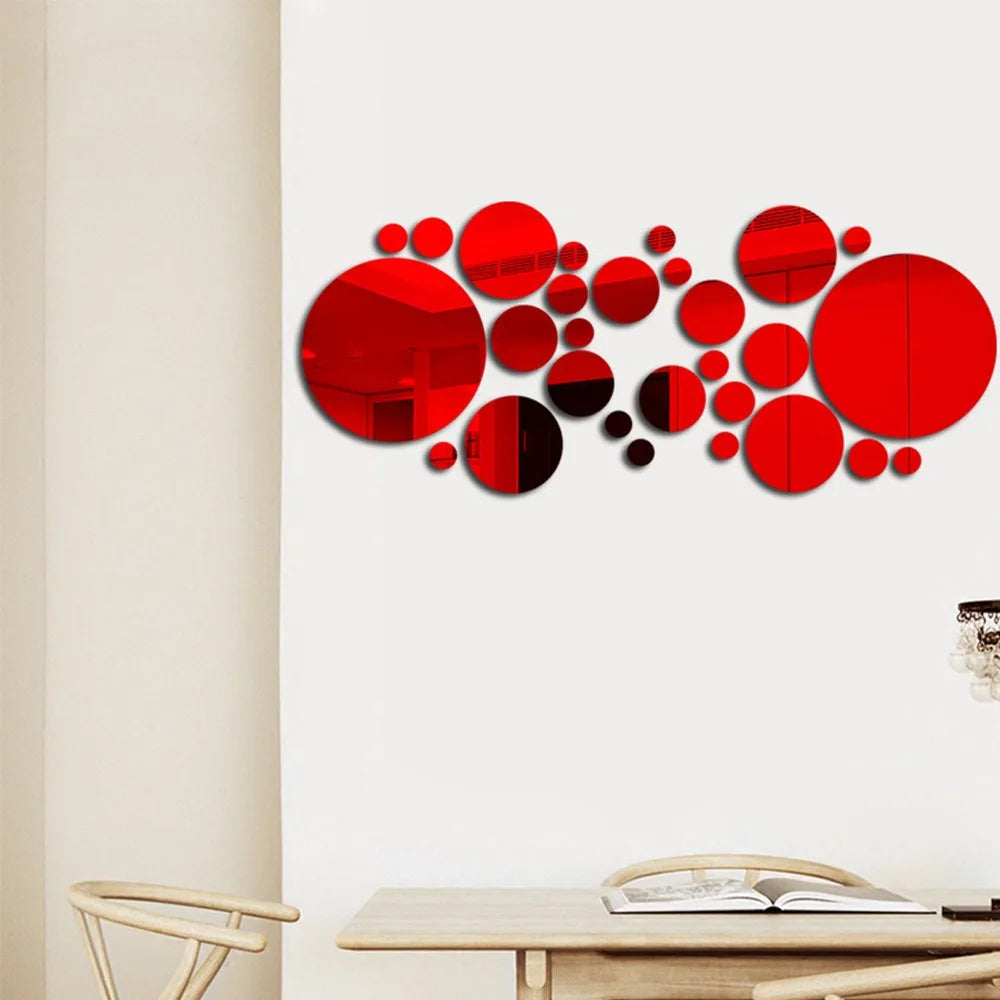 26pcs Round Acrylic Mirror Stickers