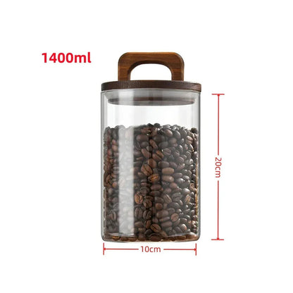 Glass Airtight Storage Jar with Wood Lid