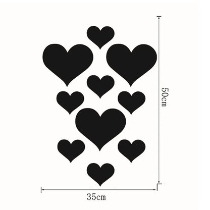 10-Piece Acrylic Love Heart Wall Stickers