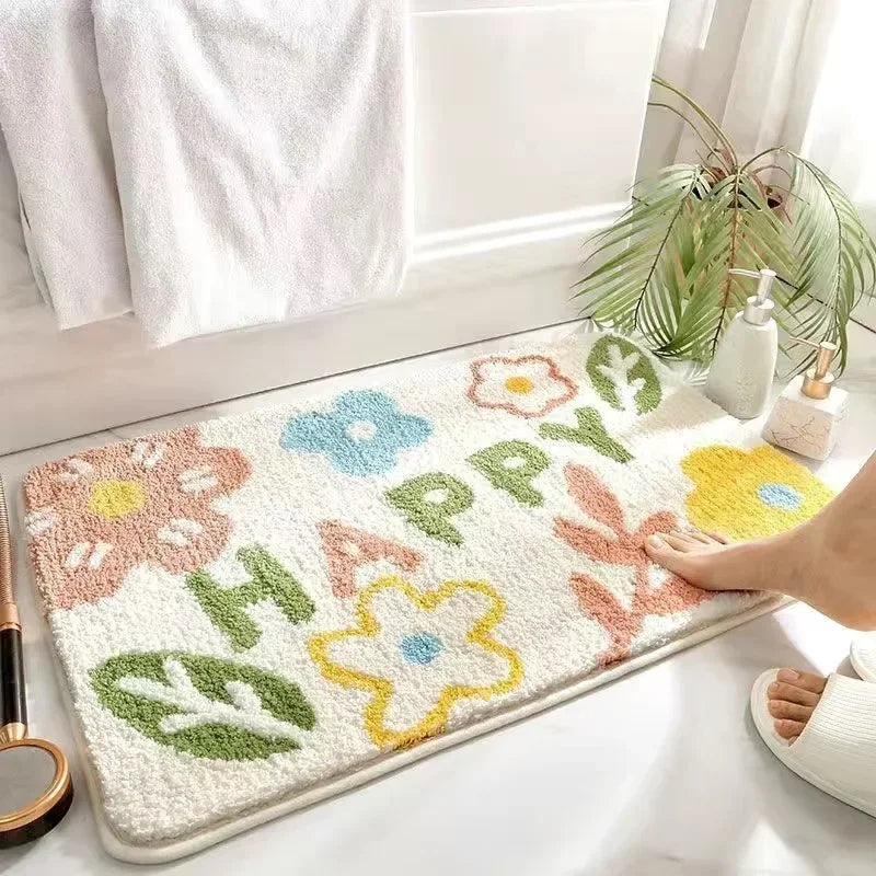 Fresh Floral Imitation Cashmere Rug