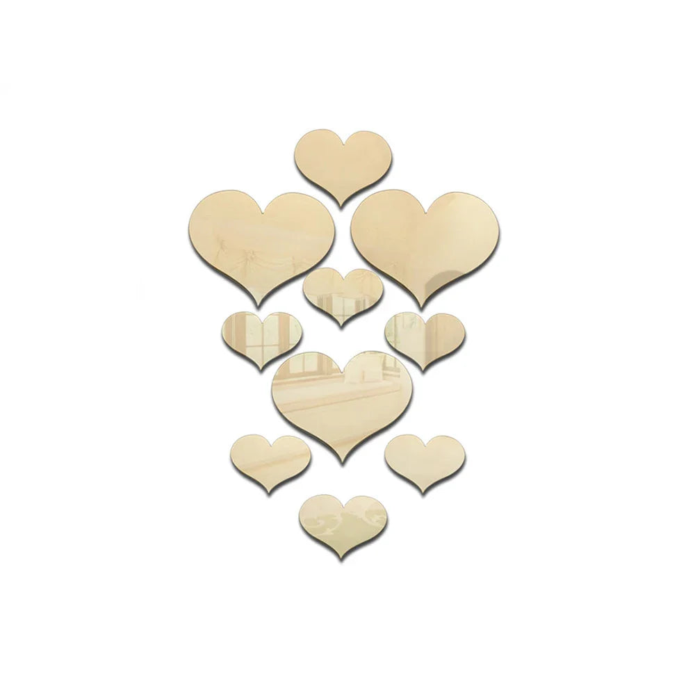 10-Piece Acrylic Love Heart Wall Stickers