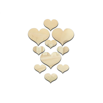 10-Piece Acrylic Love Heart Wall Stickers