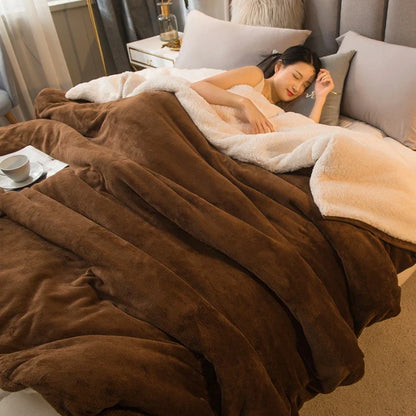 Double-Sided Wool Throw Blanket