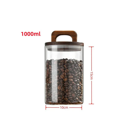 Glass Airtight Storage Jar with Wood Lid
