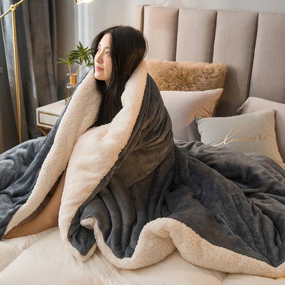 Double-Sided Wool Throw Blanket