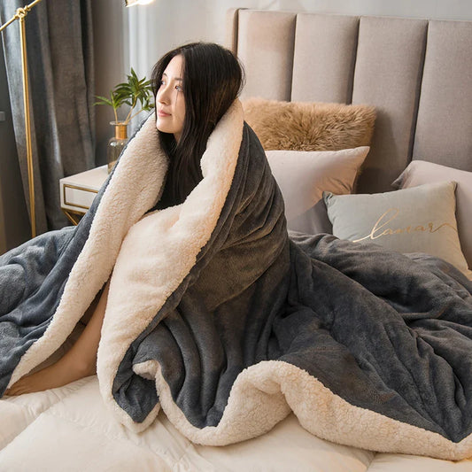 Double-Sided Wool Throw Blanket