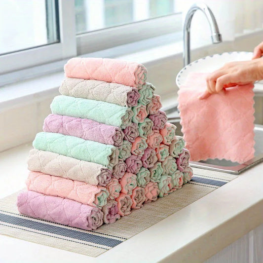 10pcs Microfiber Double-Sided Kitchen Cleaning Towels