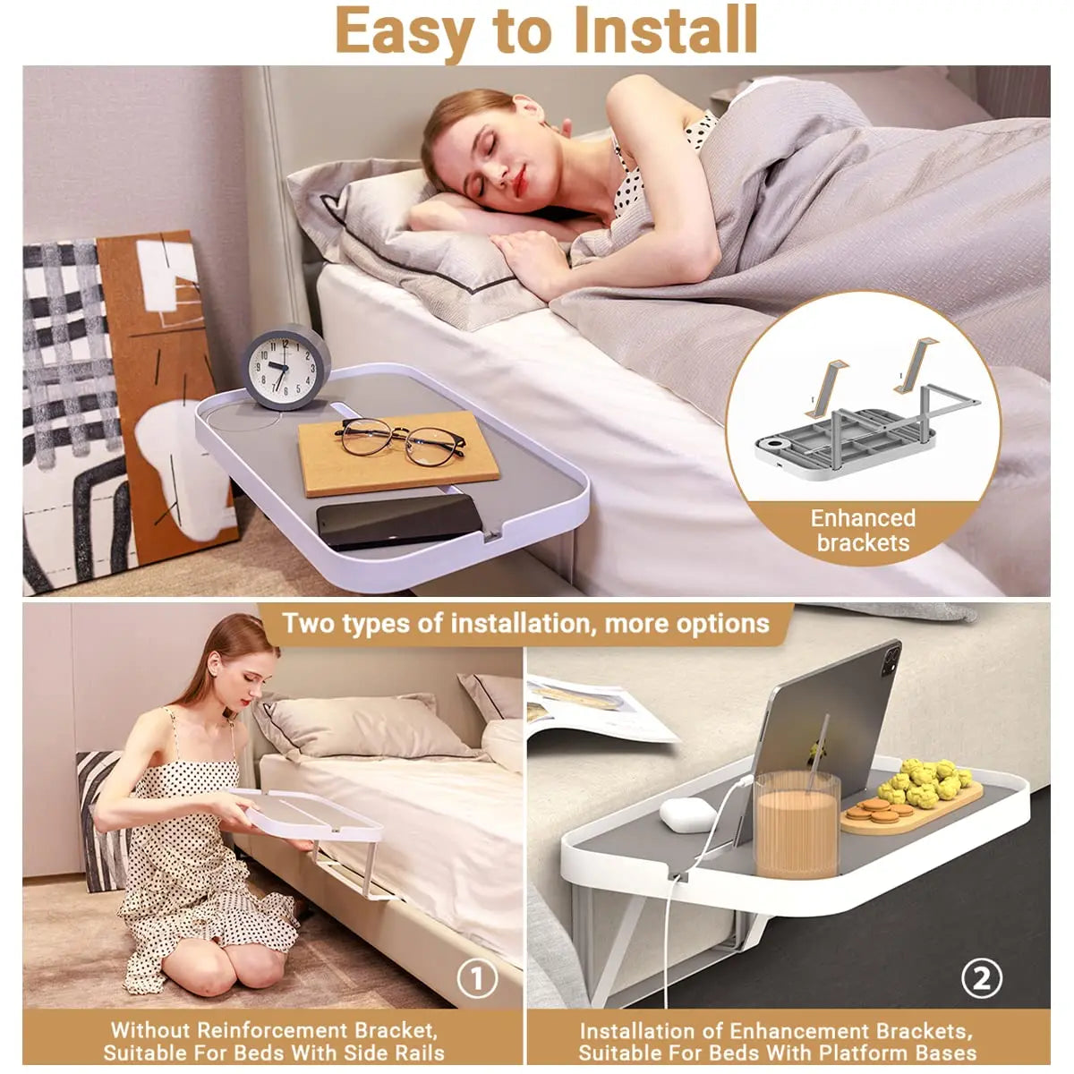 Bedside Shelf Storage Tray
