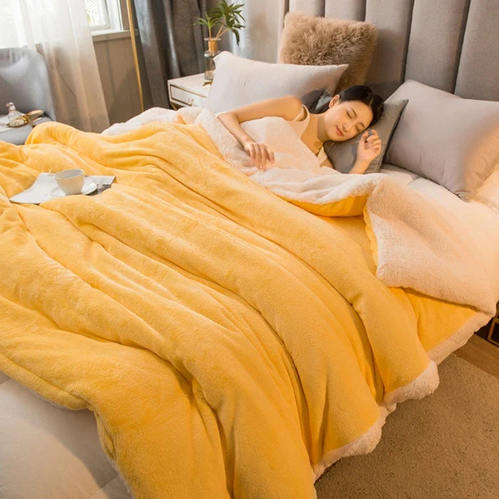 Double-Sided Wool Throw Blanket