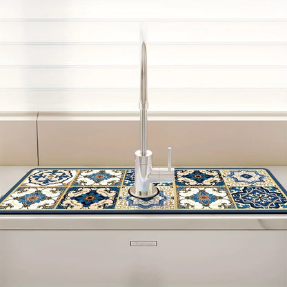 Premium Retro Pattern Faucet Splash Guard Mat