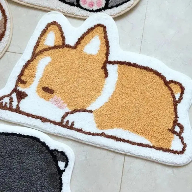 Cartoon Corgi Bathroom Floor Mat