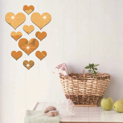 10-Piece Acrylic Love Heart Wall Stickers