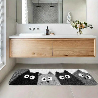 Soft Cozy Noise Reducing Cartoon Kitten Bath Mat