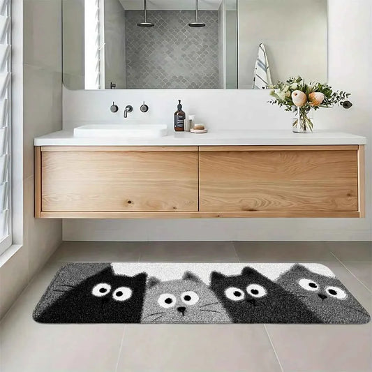 Soft Cozy Noise Reducing Cartoon Kitten Bath Mat