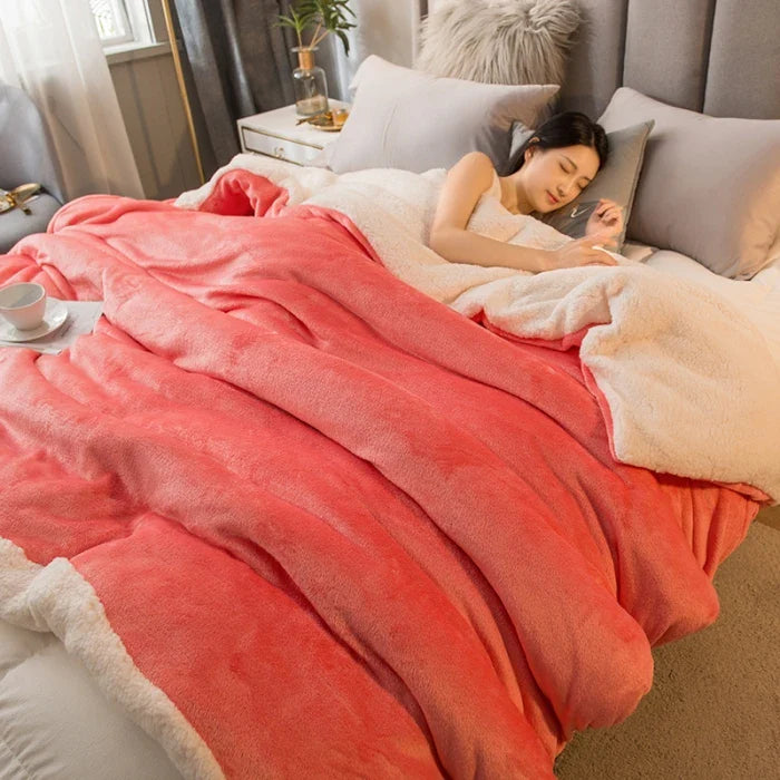 Double-Sided Wool Throw Blanket