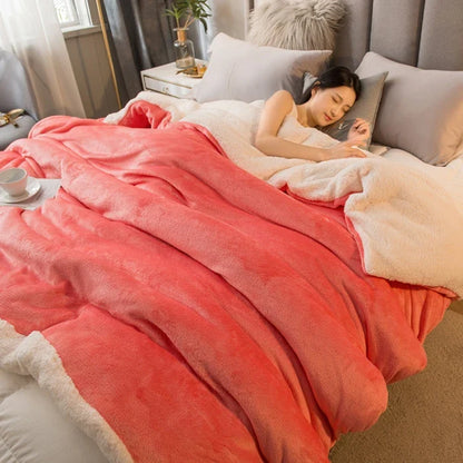 Double-Sided Wool Throw Blanket
