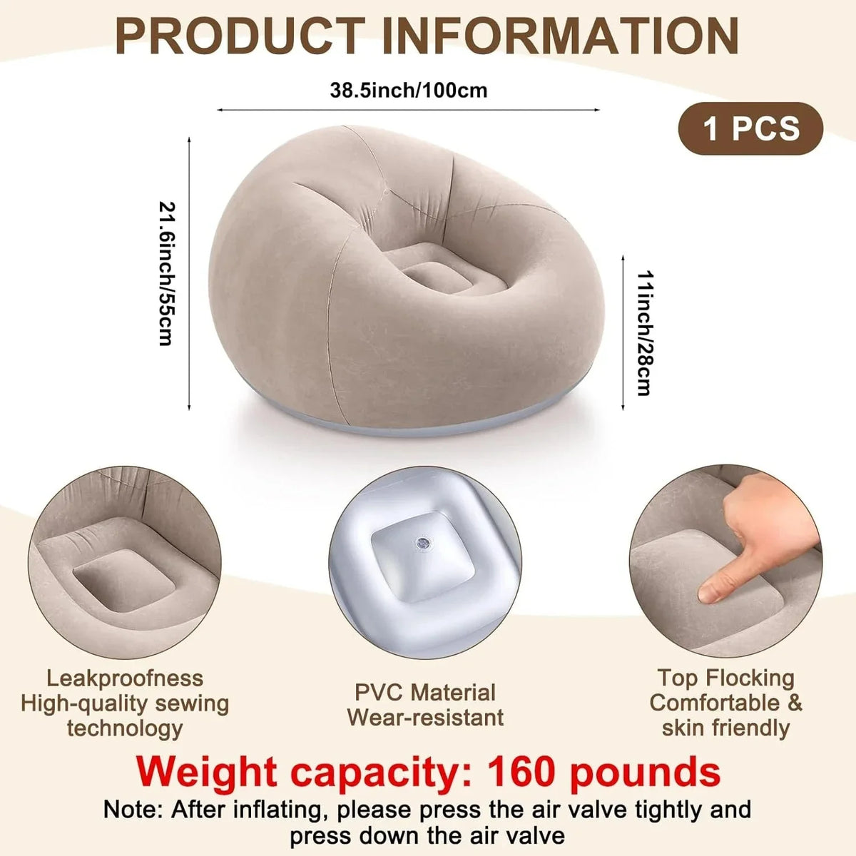 Inflatable PVC Sofa with Air Pump