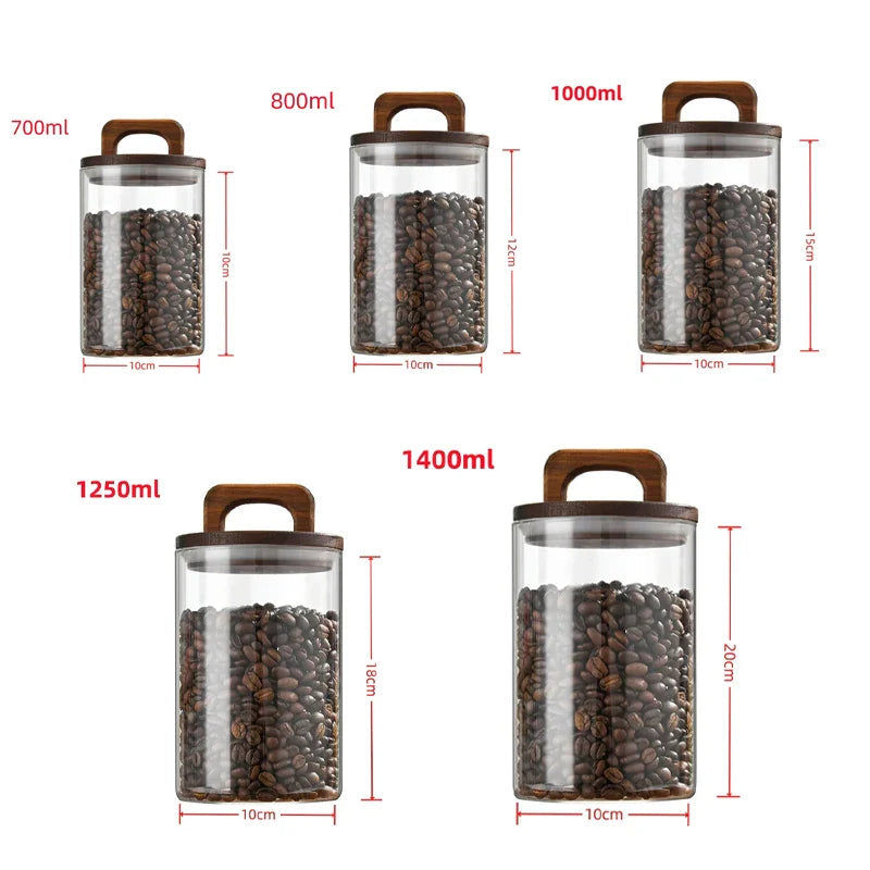 Glass Airtight Storage Jar with Wood Lid