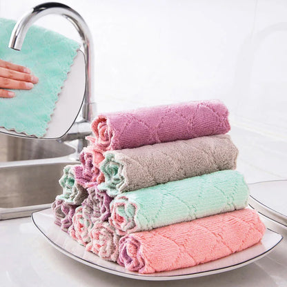 10pcs Microfiber Double-Sided Kitchen Cleaning Towels