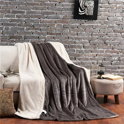 Double-Sided Wool Throw Blanket
