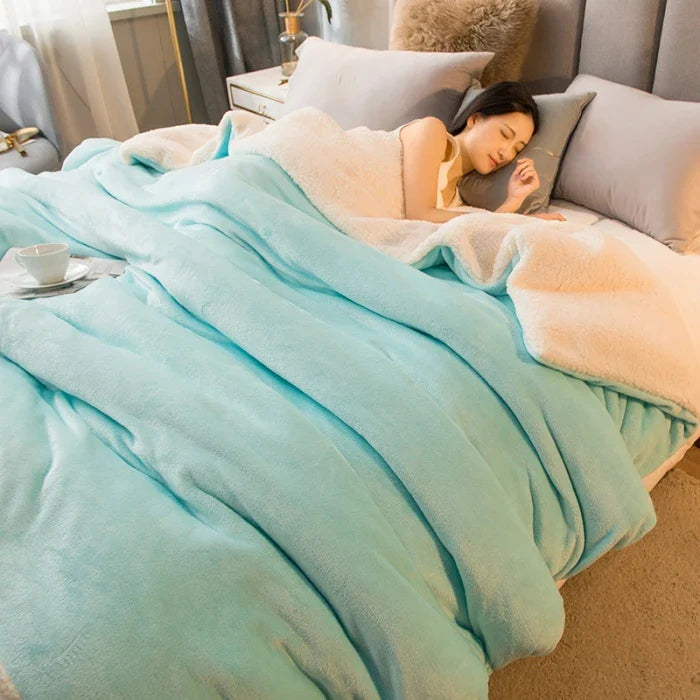Double-Sided Wool Throw Blanket