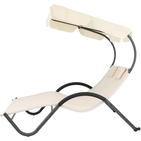 Off-White Outdoor Patio Chaise Lounger Chair
