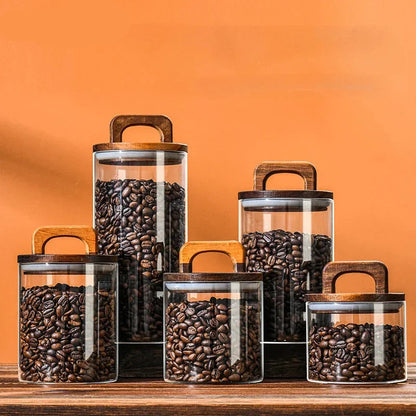 Glass Airtight Storage Jar with Wood Lid
