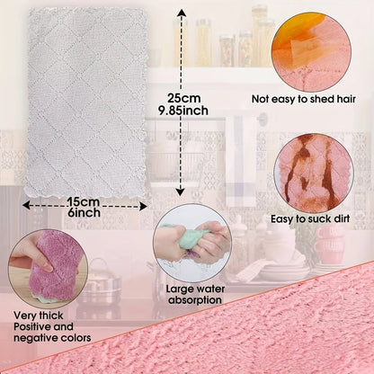 10pcs Microfiber Double-Sided Kitchen Cleaning Towels