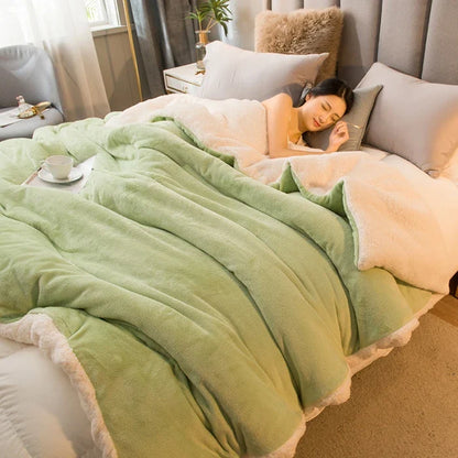 Double-Sided Wool Throw Blanket