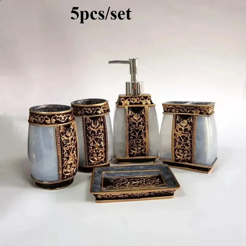 Resin Bathroom Vanity Accessories Set
