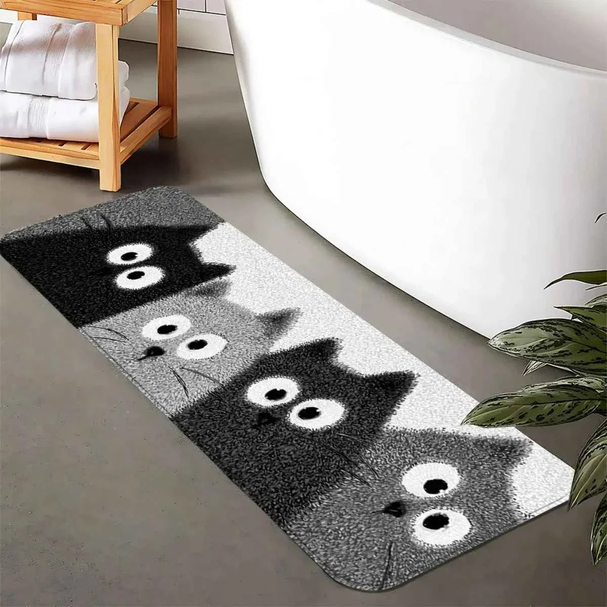 Soft Cozy Noise Reducing Cartoon Kitten Bath Mat