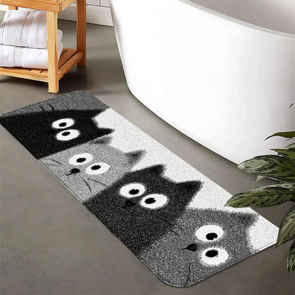 Soft Cozy Noise Reducing Cartoon Kitten Bath Mat