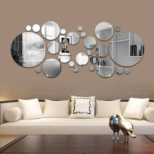 26pcs Round Acrylic Mirror Stickers