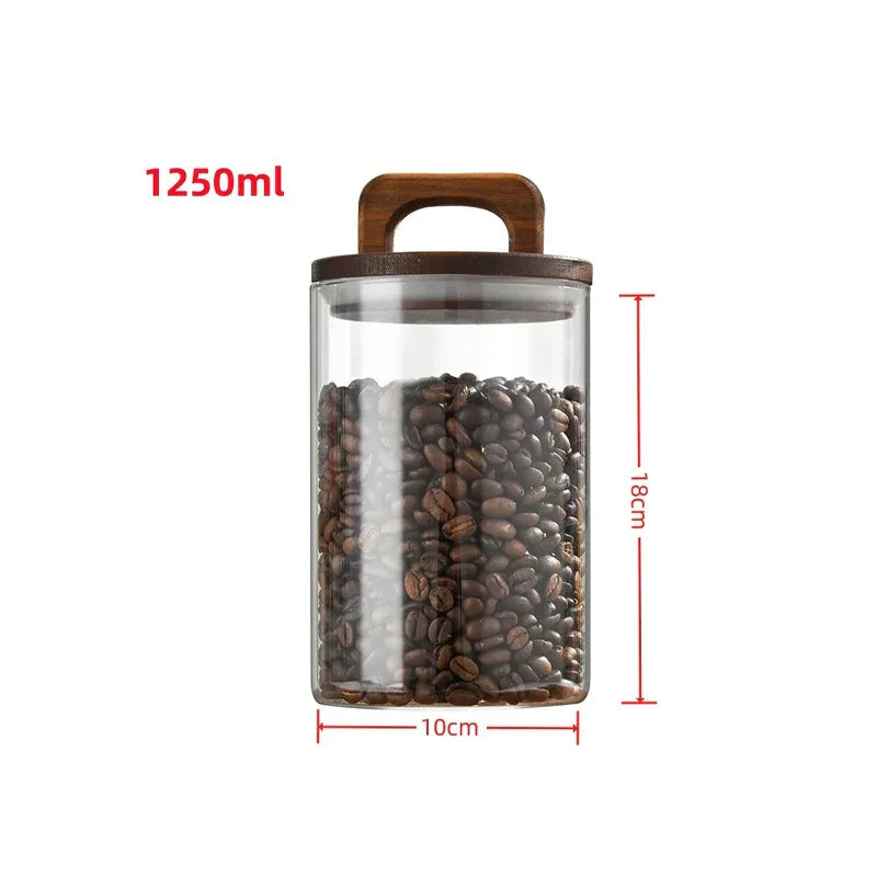 Glass Airtight Storage Jar with Wood Lid