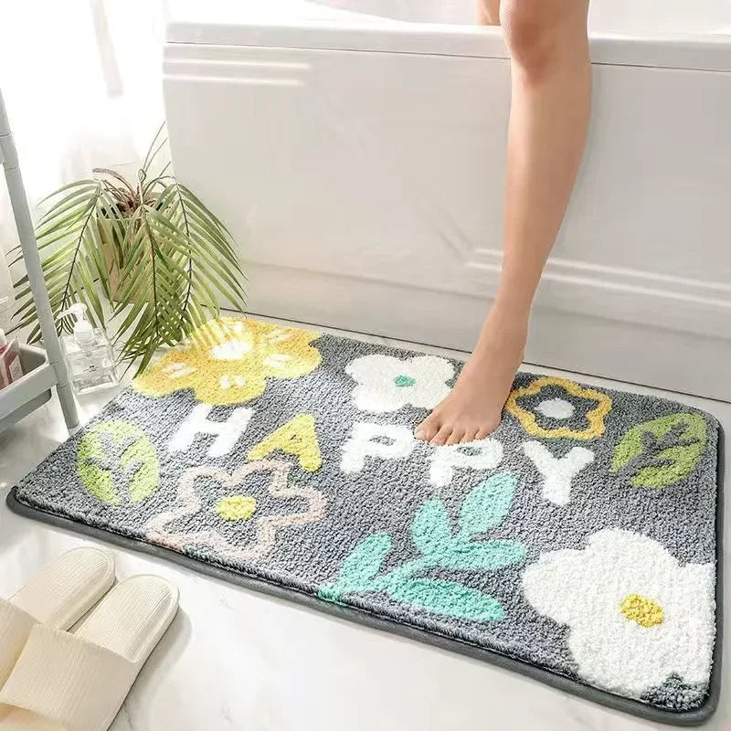 Fresh Floral Imitation Cashmere Rug