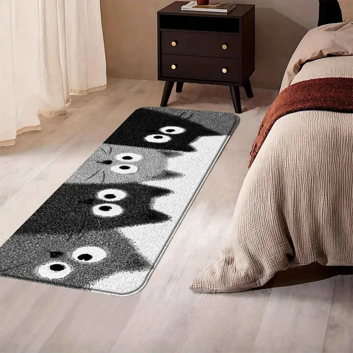 Soft Cozy Noise Reducing Cartoon Kitten Bath Mat